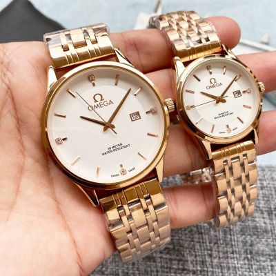 Omega De Ville Quartz Movement 316L Steel 40mm for Men 30mm for Women Couple Watch